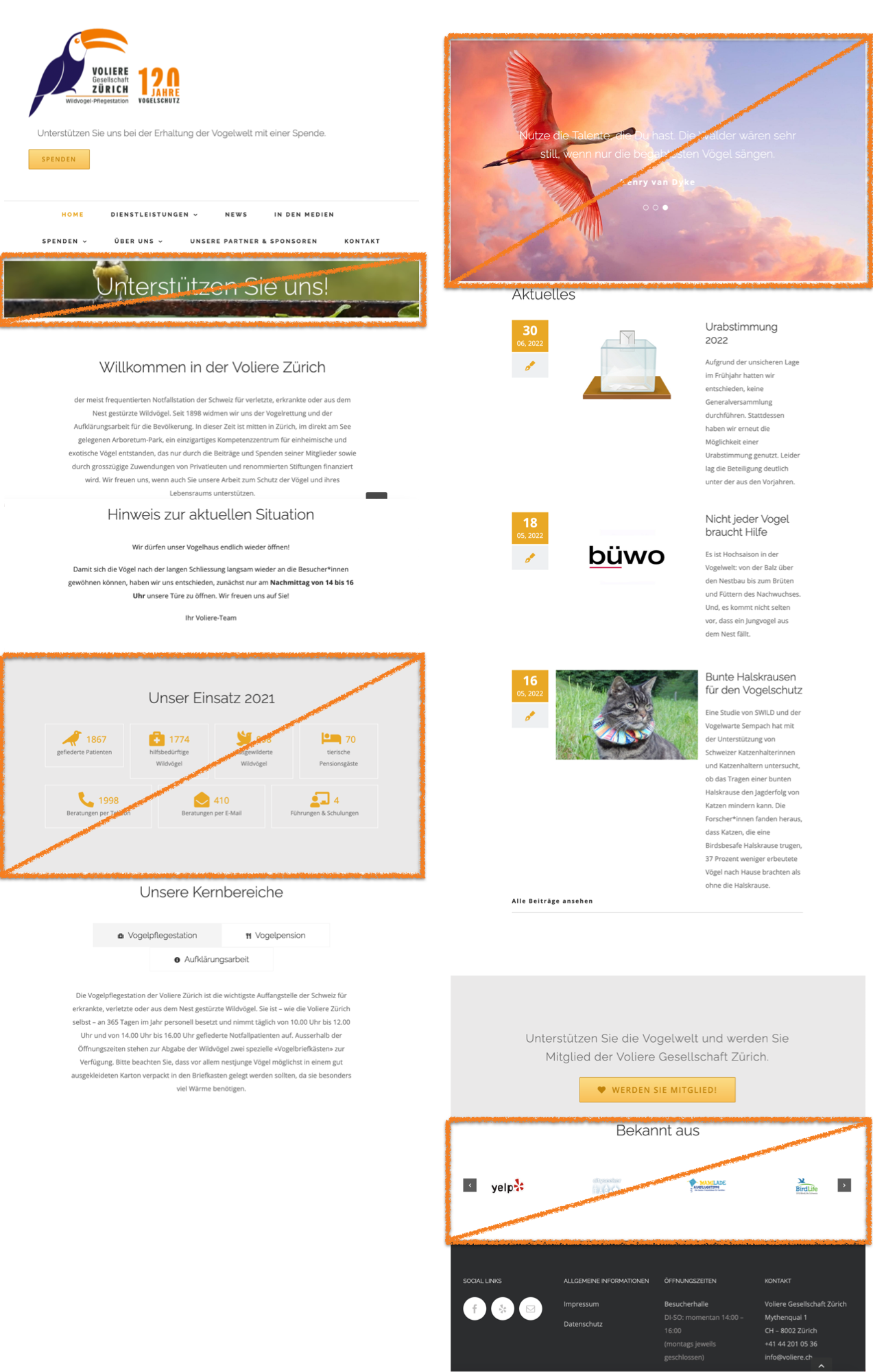 Elimination of parts of the existing homepage